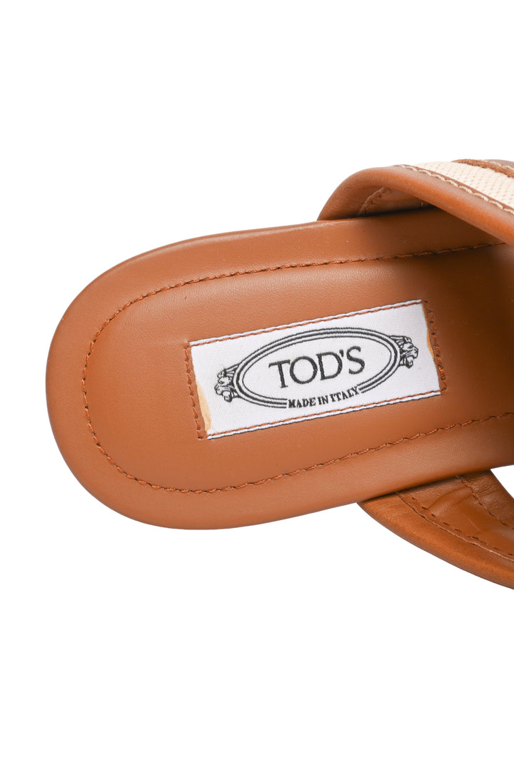 Tod's Size 38 T Canvas & Leather Sandals