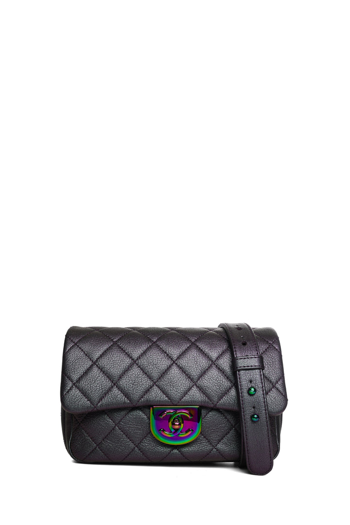 Chanel 2016-2017 Iridescent Quilted Small Double Carry Waist Chain Flap Bag