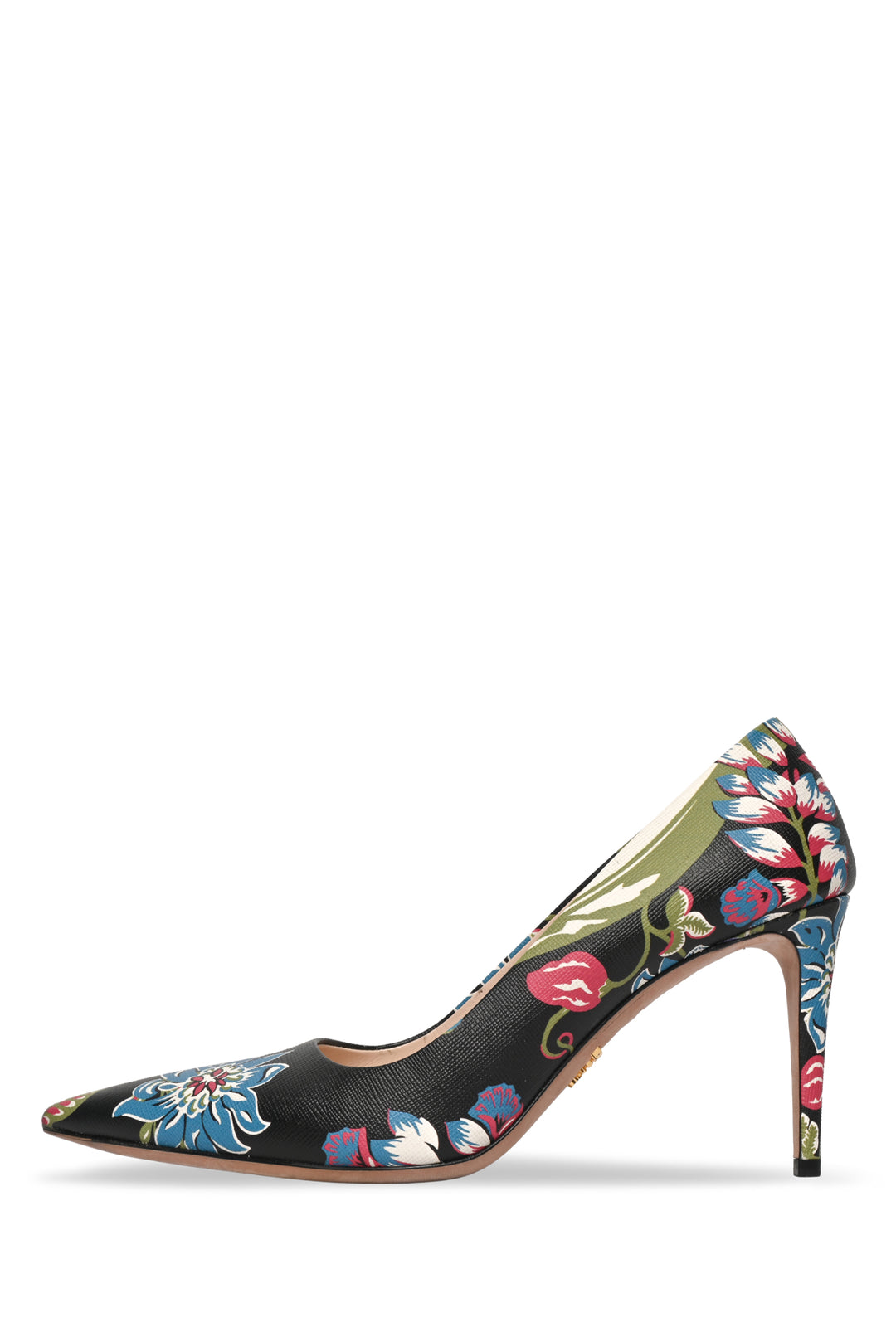 Prada Size 40 Floral Leather Pointed Toe Pumps