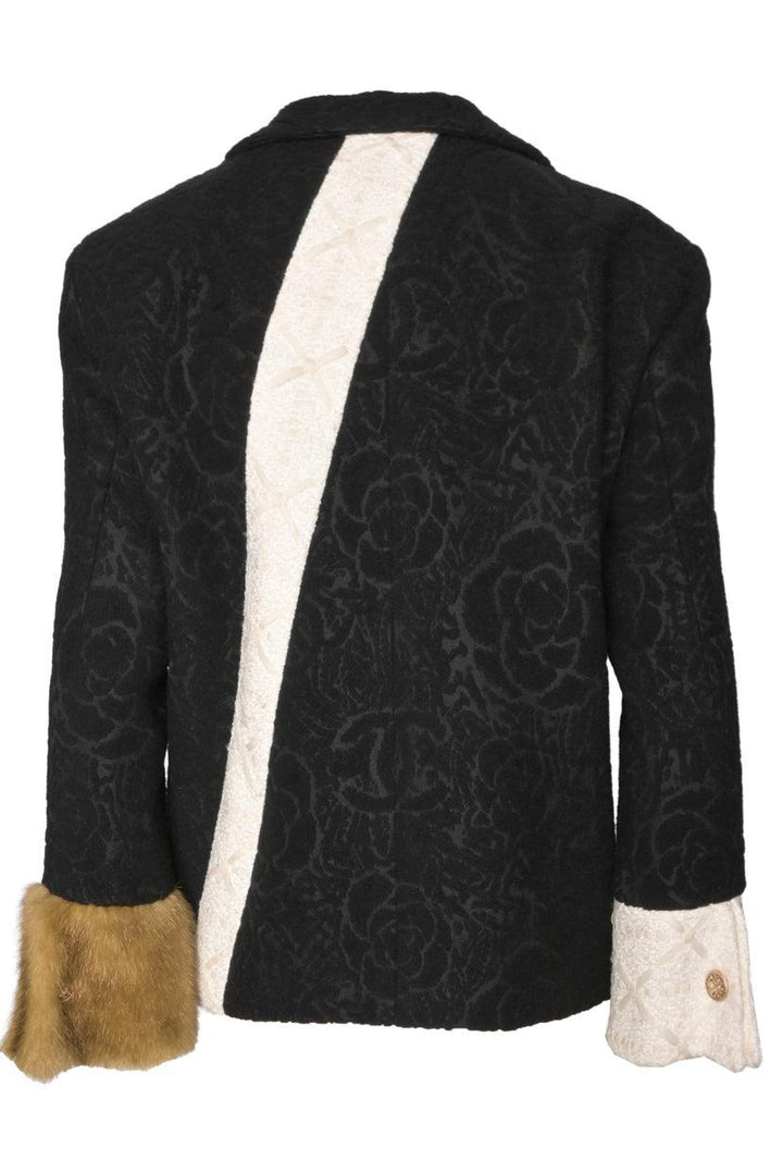 Chanel Size 40 Faux Fur Camellia Pattern Jacket