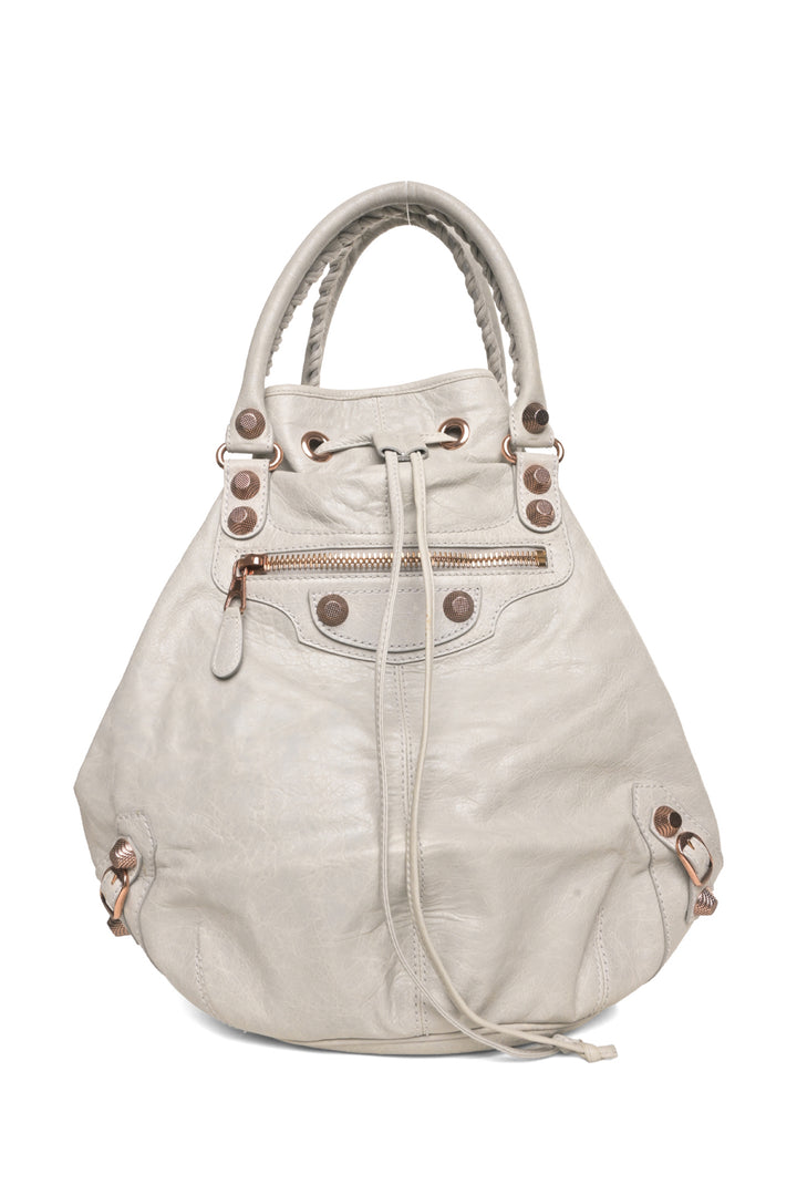 Balenciaga Leather Giant Silver PomPon Bag