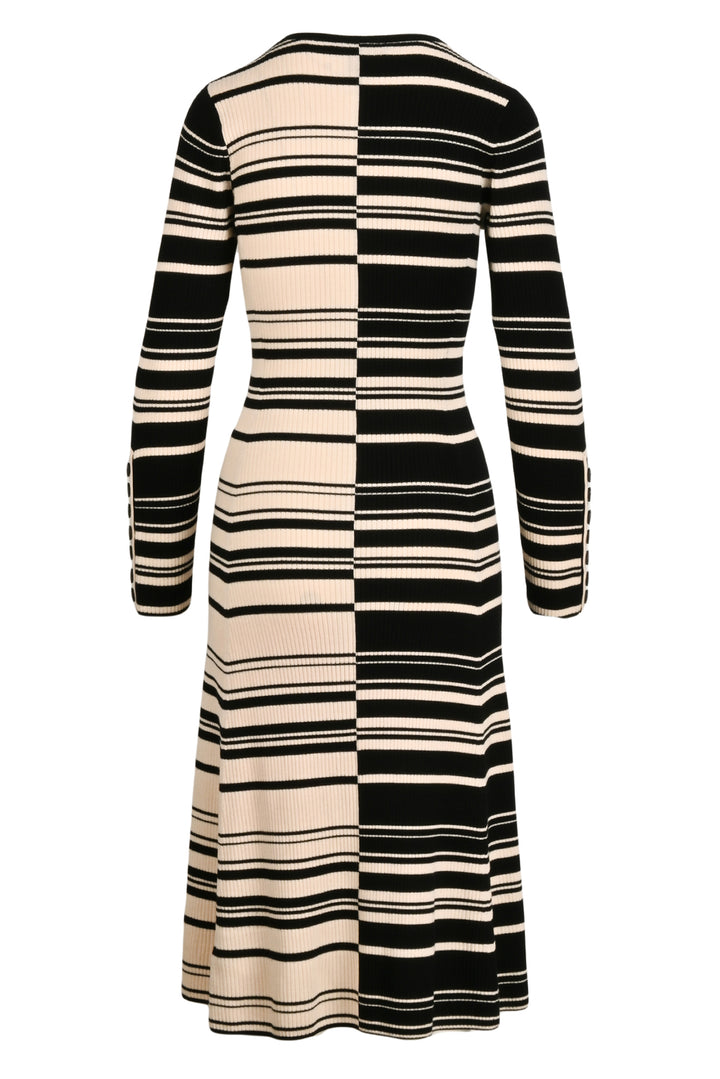 St. John Size P Striped Wool Long Sleeve Maxi Dress