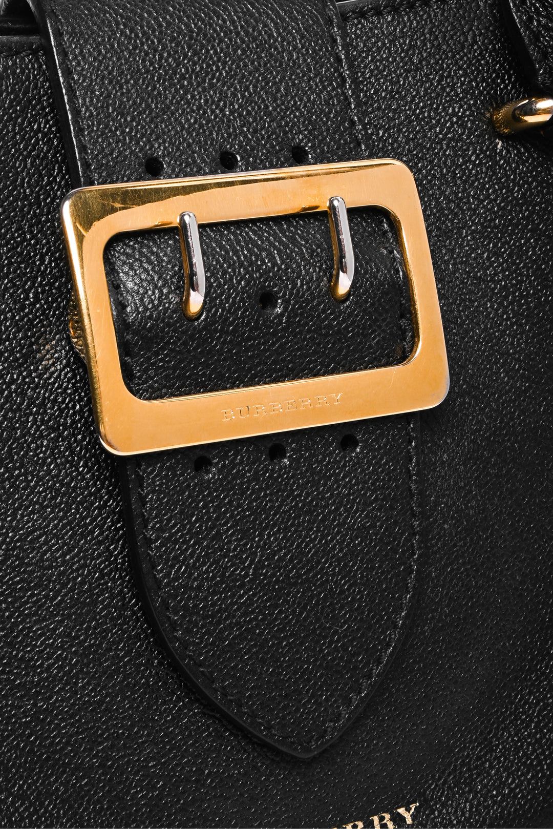 Burberry Grainy Leather Small Buckle Tote Bag