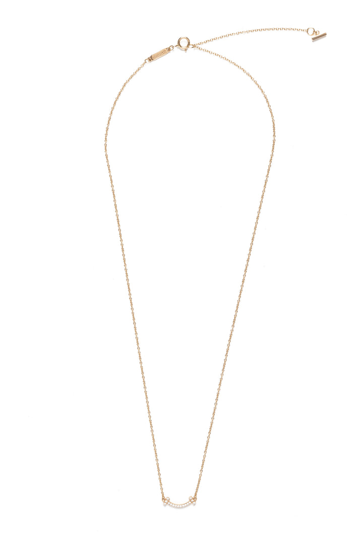 Tiffany & Co 18K Gold & Diamond Mini T Smile Necklace