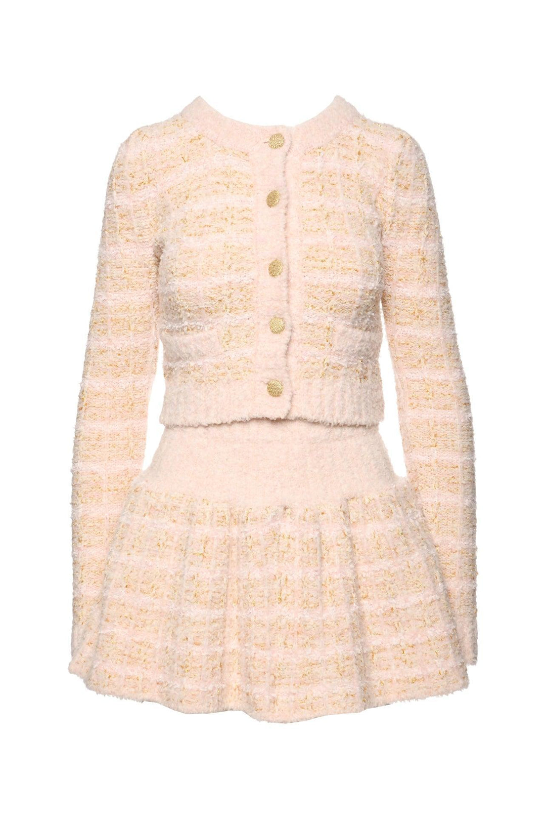 Love Shack Fancy Size XS Saxson Crop Tweed Cardigan & Bibi Skirt Set