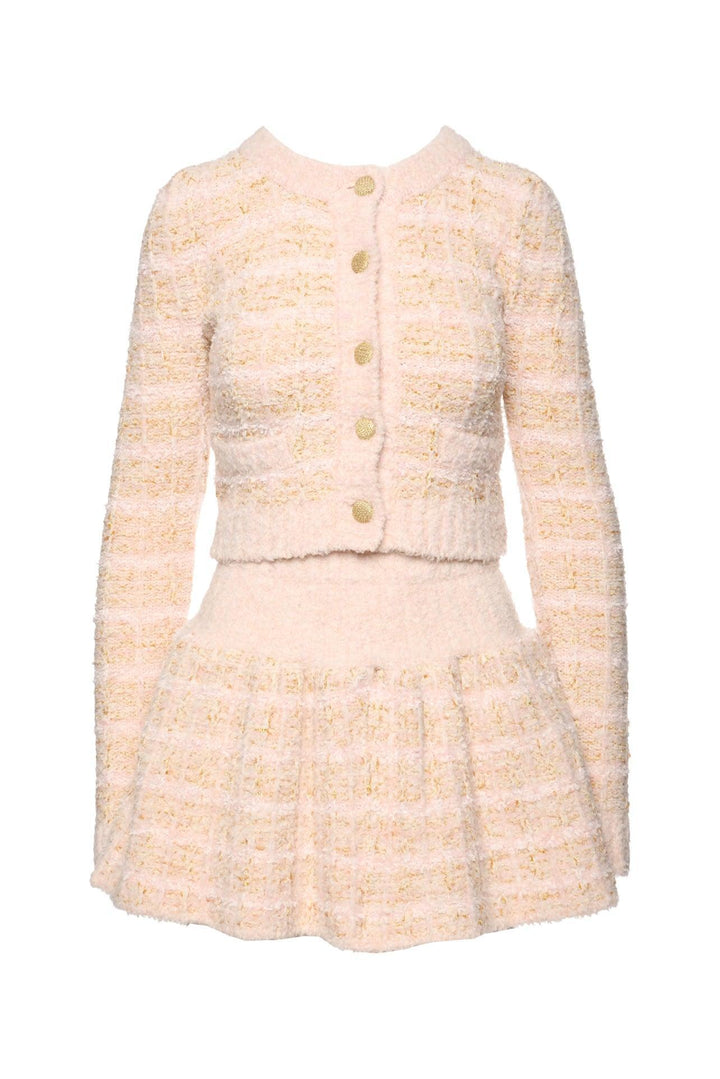 Love Shack Fancy Size XS Saxson Crop Tweed Cardigan & Bibi Skirt Set
