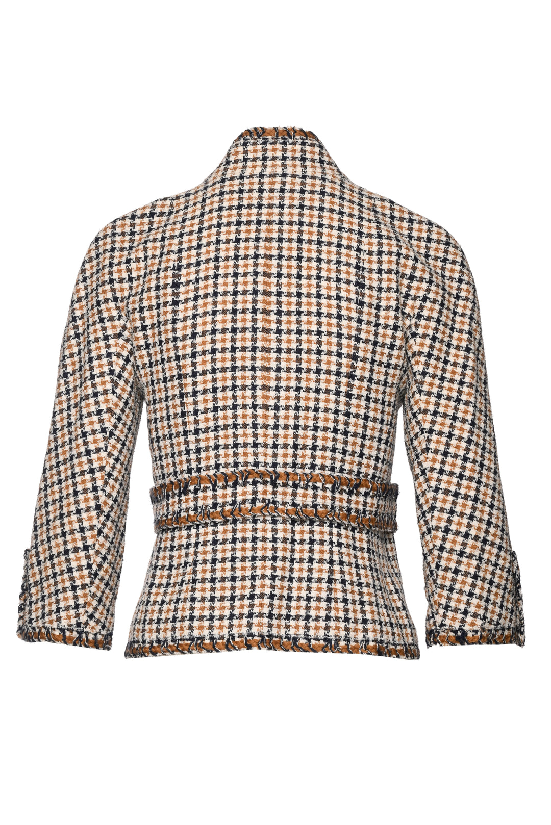 Chanel Size 4 2008 Houndstooth Tweed 3/4 Sleeve Jacket