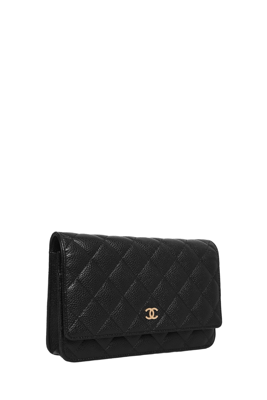 Chanel 2013-2014 Classic Quilted Caviar Leather Wallet On Chain Crossbody