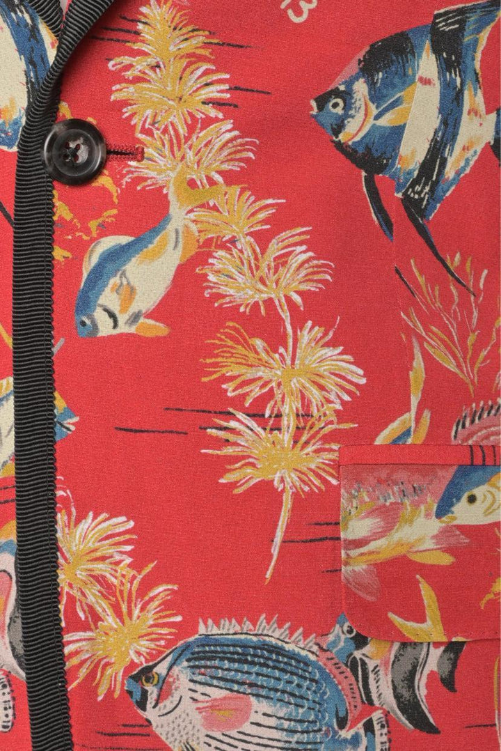 R13 Size M Tropical Fish Printed Tuxedo Blazer