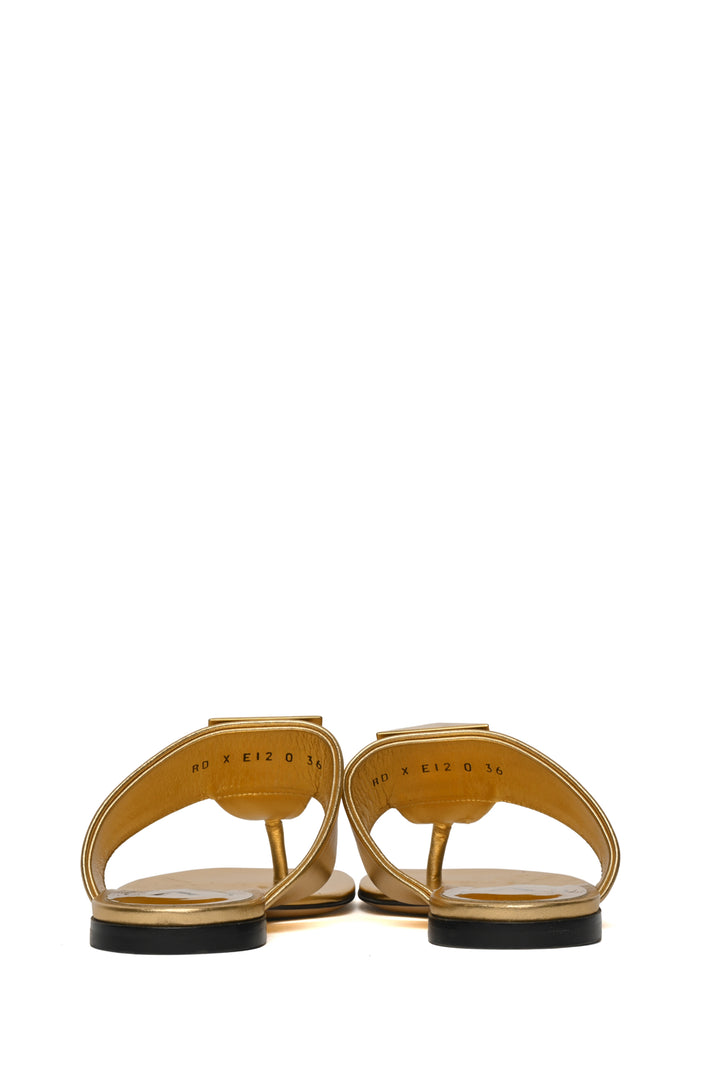 Valentino Size 36 One Stud Leather Thong Sandals
