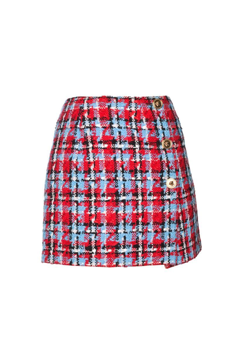 Versace Size 40 Wool Blend Tweed Mini Skirt