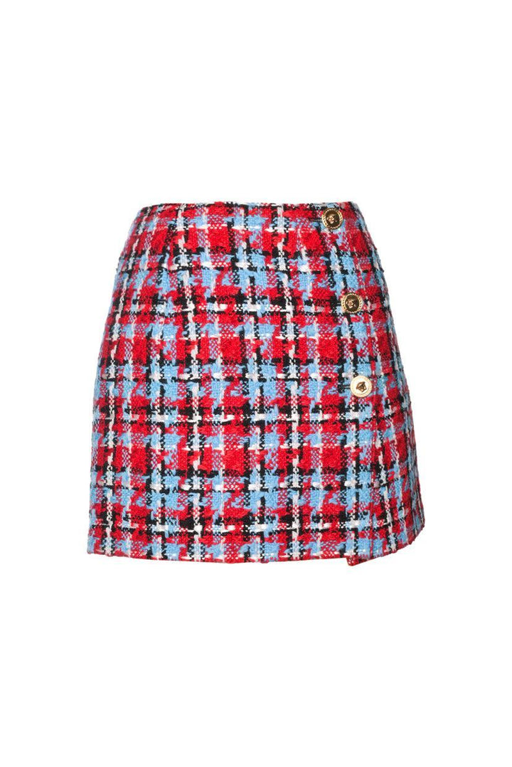 Versace Size 40 Wool Blend Tweed Mini Skirt