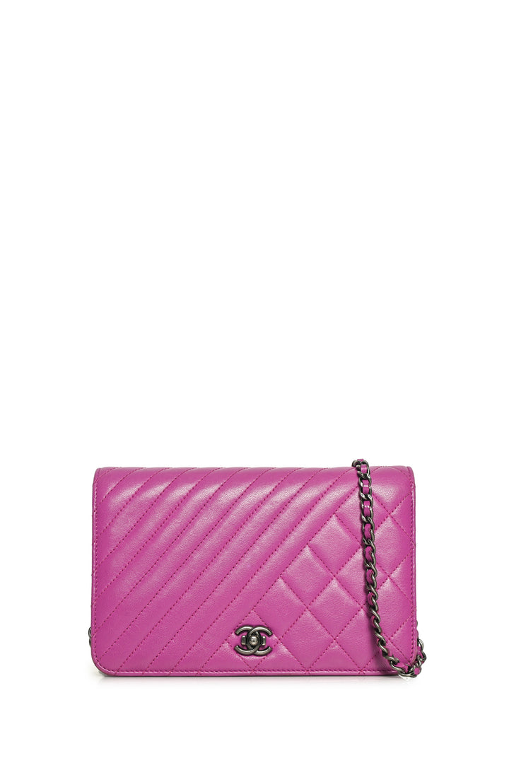 Chanel 2014-2015 Coco Boy Quilted Lambskin Wallet On Chain Crossbody