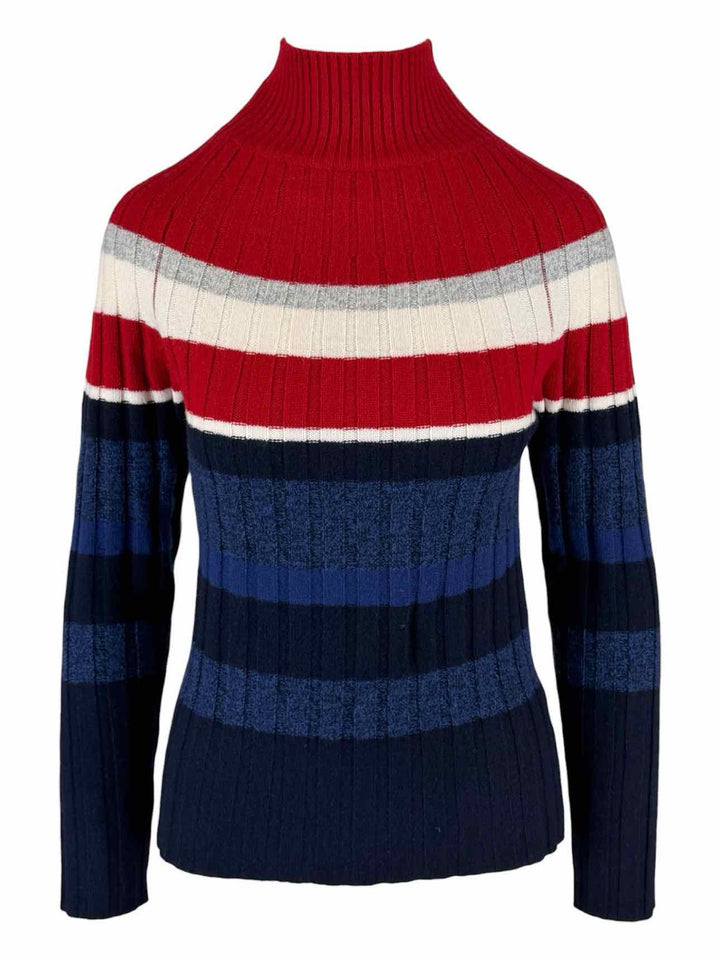 Black Goat Size M Turtleneck Cashmere Striped Sweater