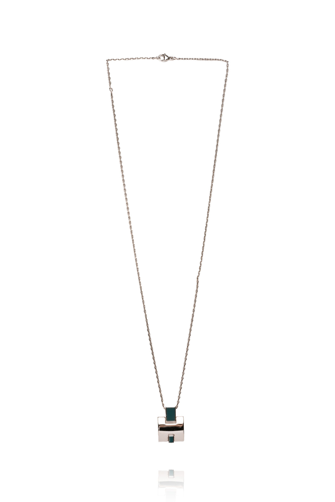 Hermes Palladium Lacquered Eileen H Pendant Necklace