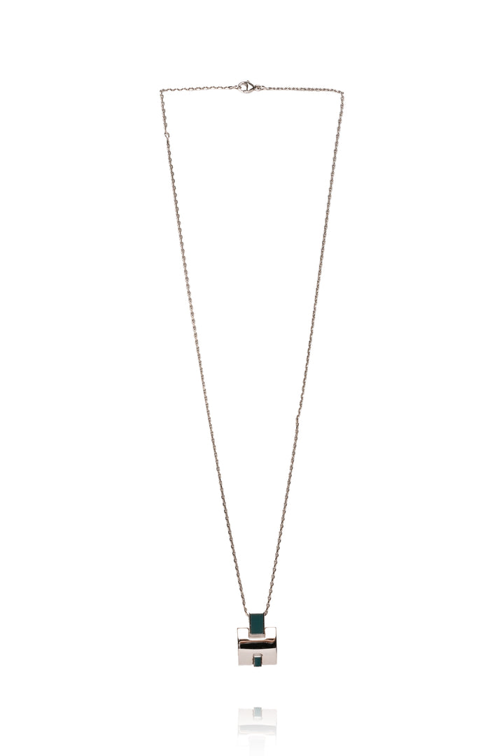 Hermes Palladium Lacquered Eileen H Pendant Necklace