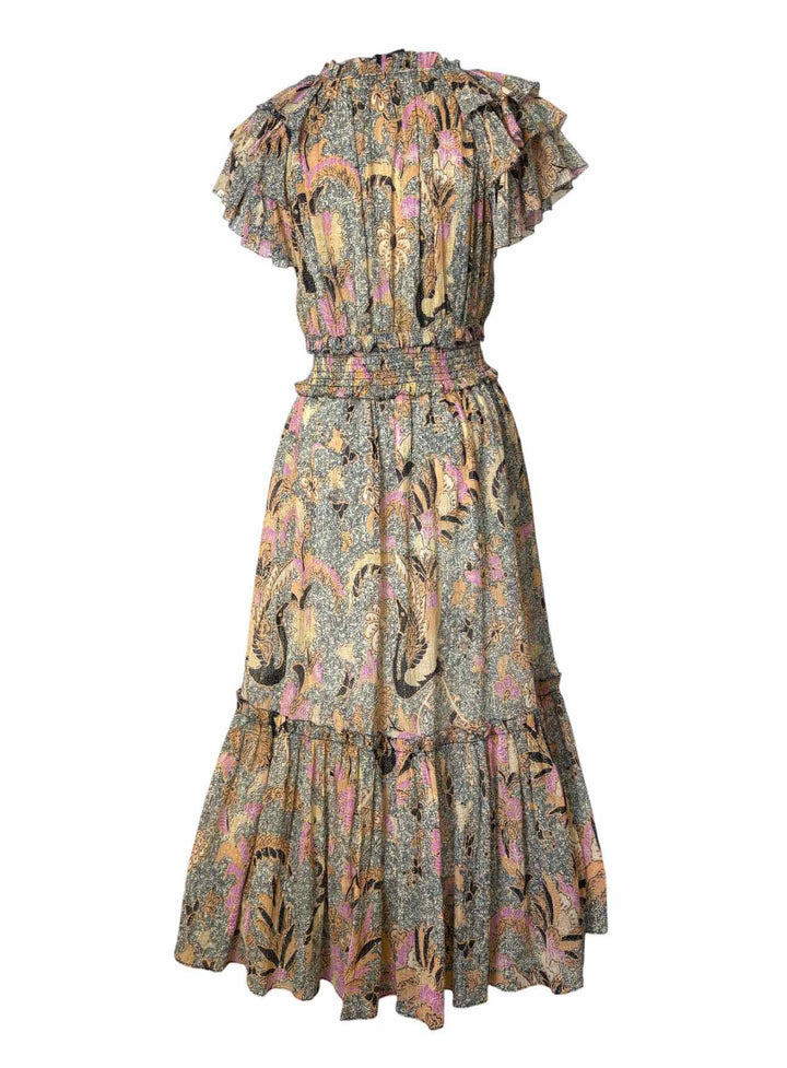 Ulla Johnson Size 8 Metallic Floral Silk Blend Dress