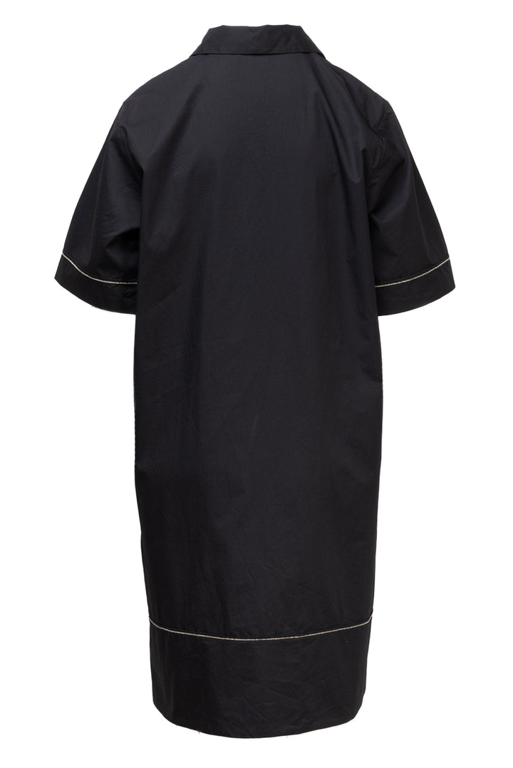 Peserico Size 12 Embellished Trim Cotton Shirt Dress