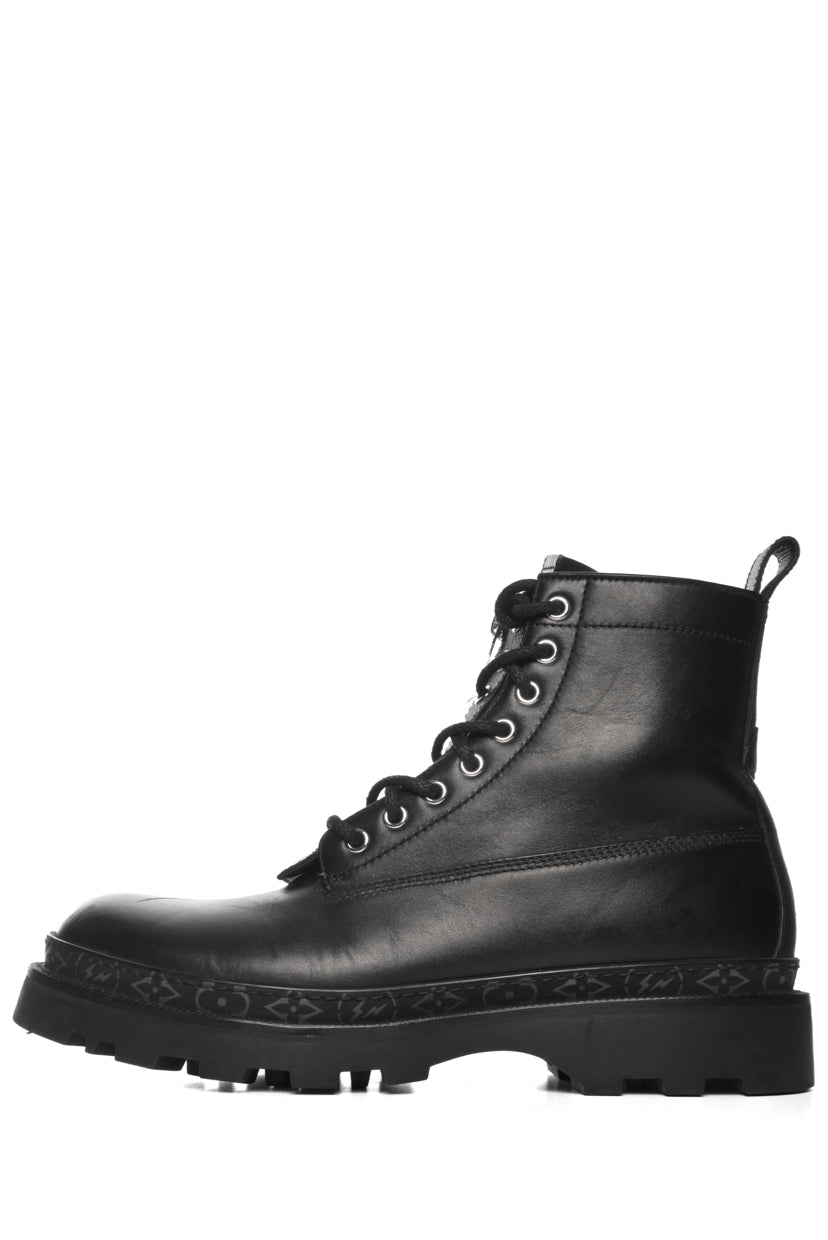 Men's Size 7.5 Louis Vuitton x Fragment Monogram Canvas & Leather Combat Boots
