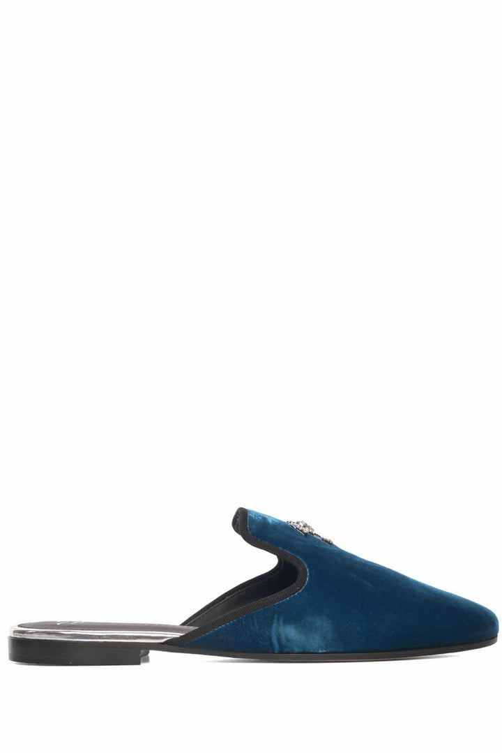 Giuseppe Zanotti Size 40 Elsa Crystal Velvet Mules