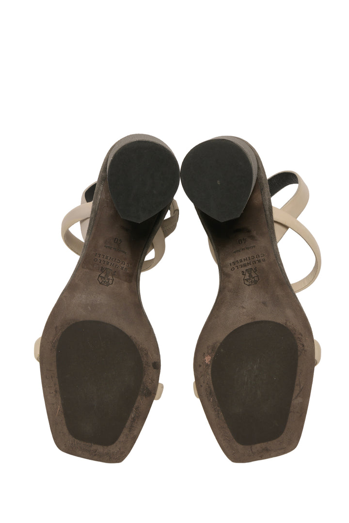Brunello Cucinelli Size 40 Monili Block Heel Sandals