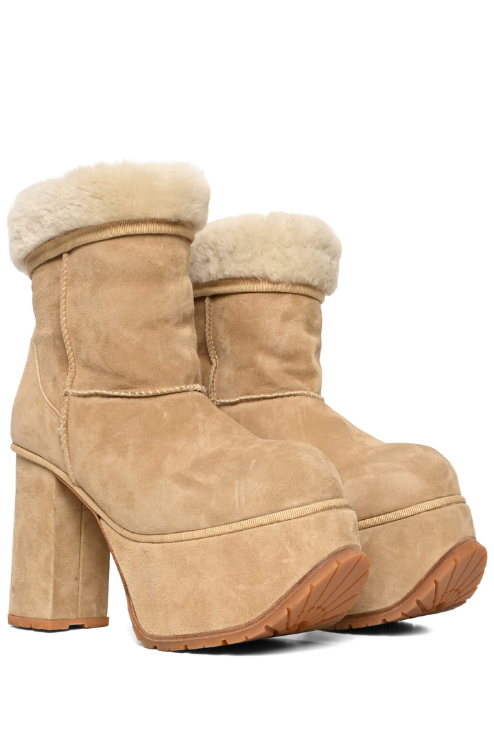 R13 Size 39 Shearling Short Platform Ankle Boots