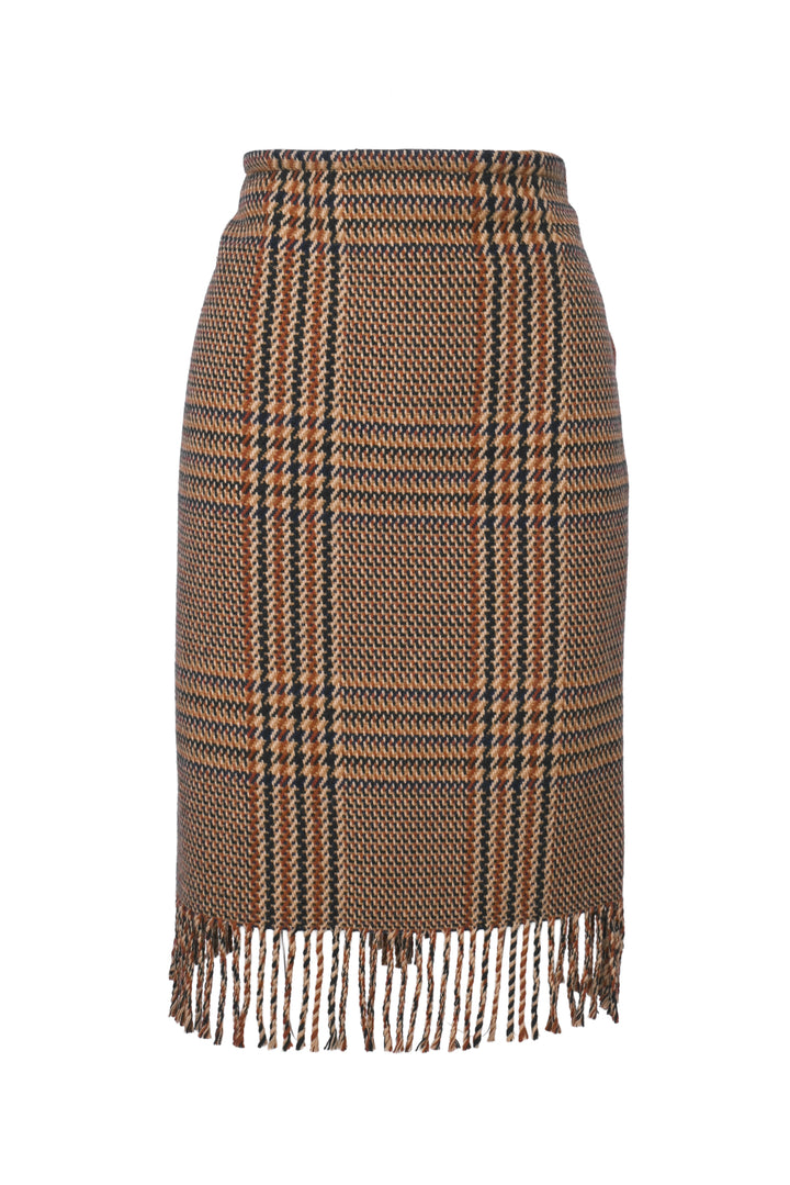 Ottod'Ame Size 12 Wool Plaid Fringe Jacket & Skirt Set