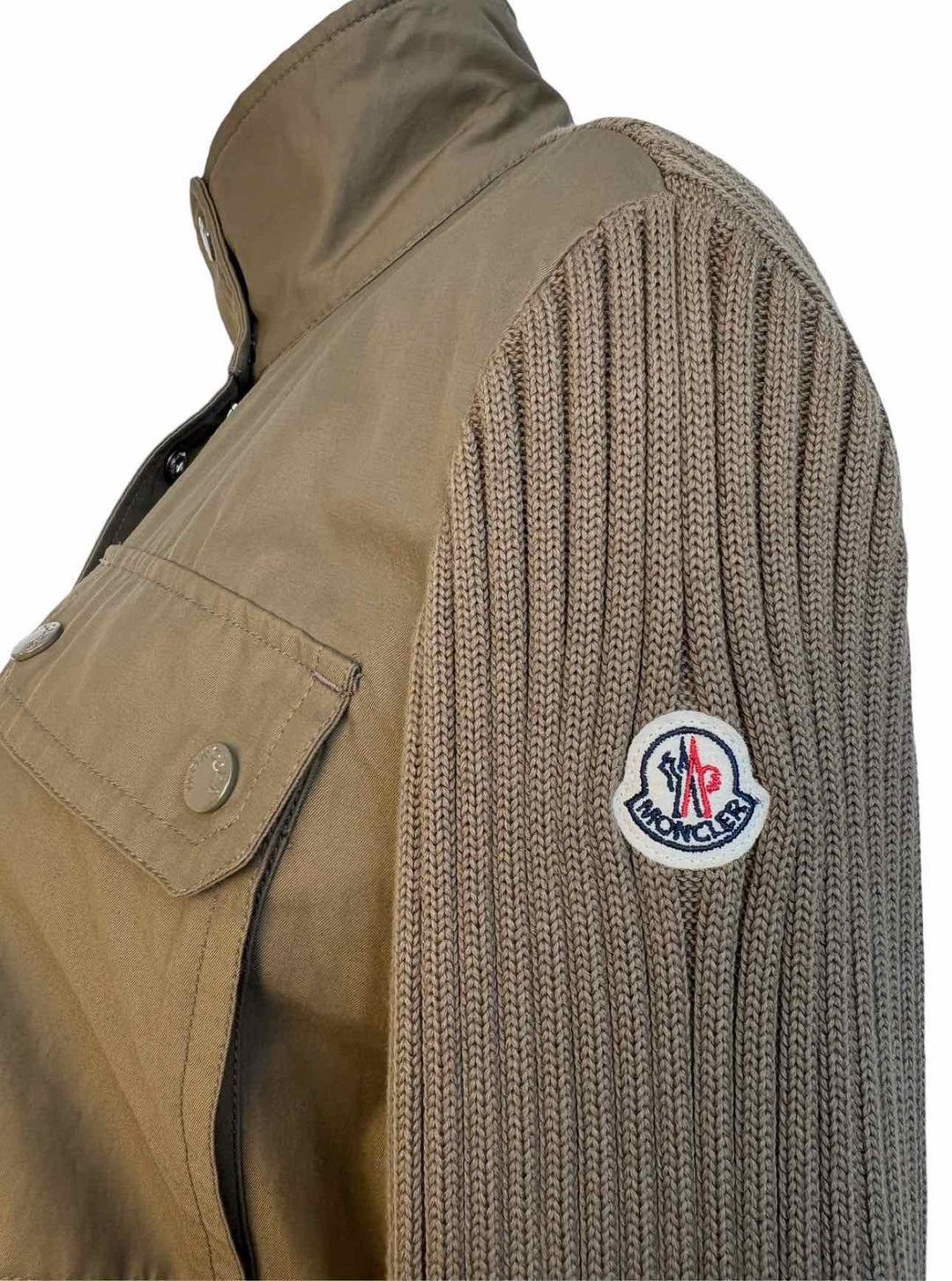 Moncler Size M  Hybrid Knit-Sleeve Cotton Twill Jacket