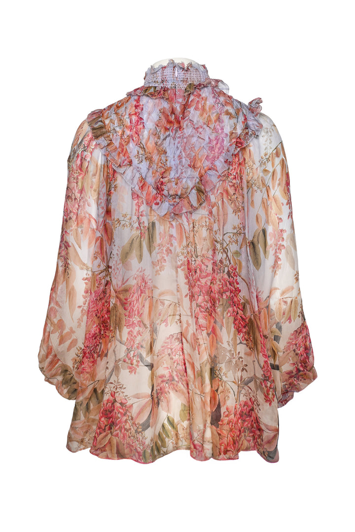 Zimmermann Size 3 Floral Mock Neck Silk Tops