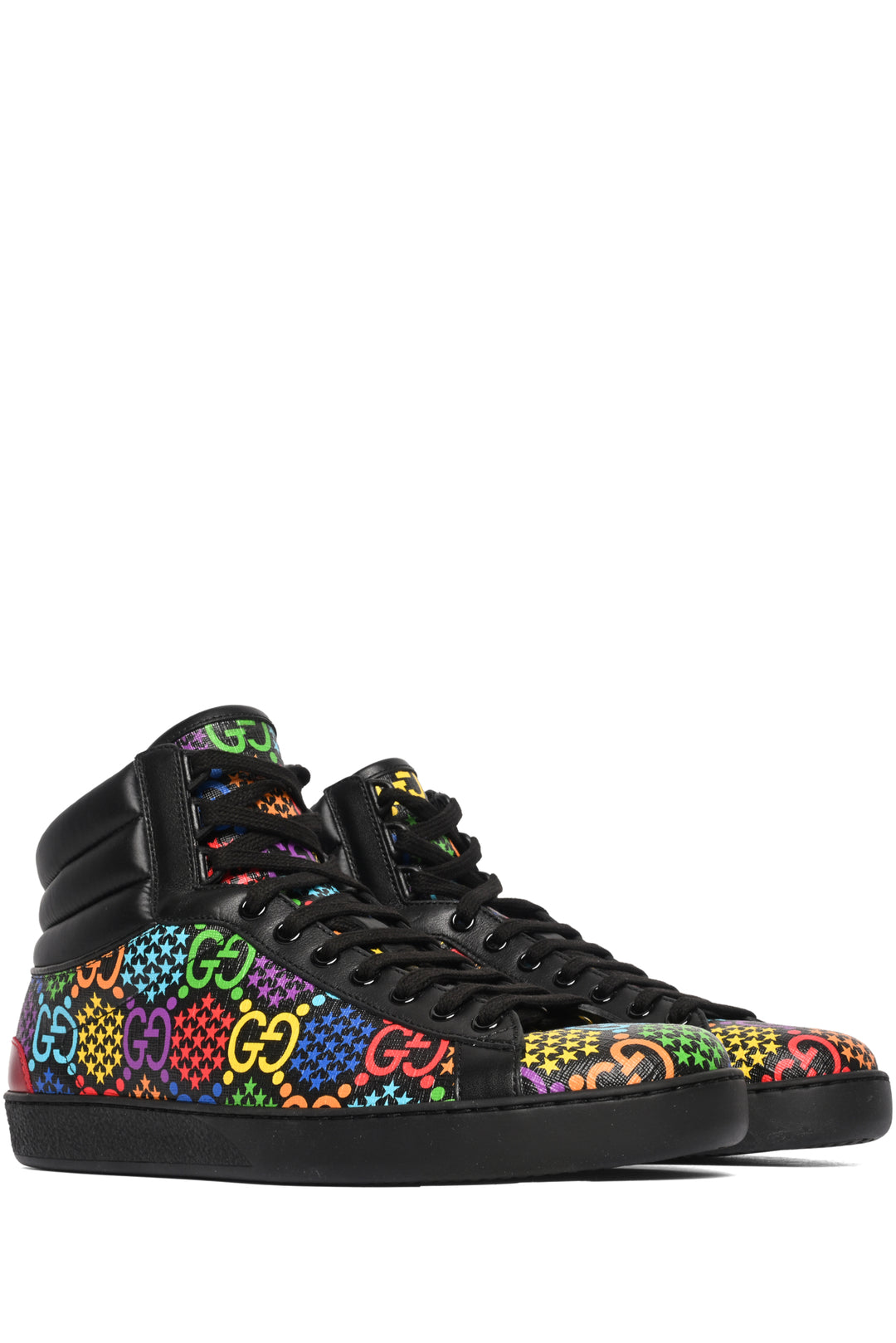 Mens Shoe Size 7 Gucci Men's Ace GG Supreme Psychedelic High Top Sneakers