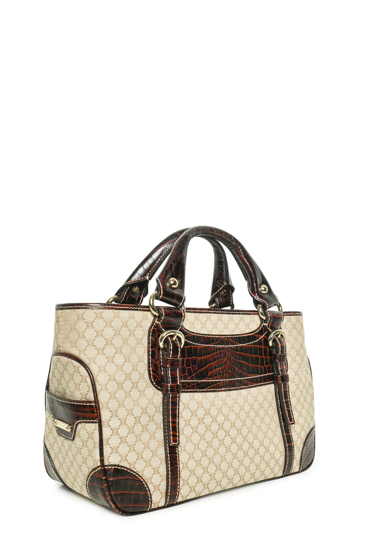 Celine 2007 Macadam Canvas & Embossed Leather Boogie Tote