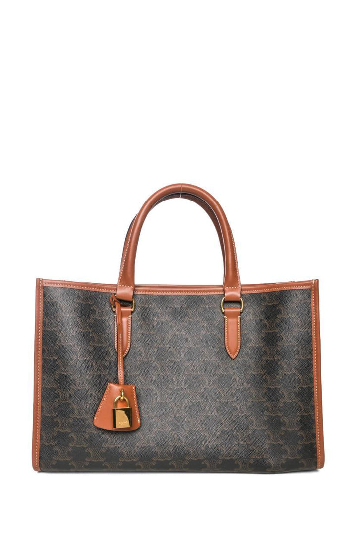 Celine 2022 Triomphe Canvas Calfskin Mini Horizontal Cabas Tote