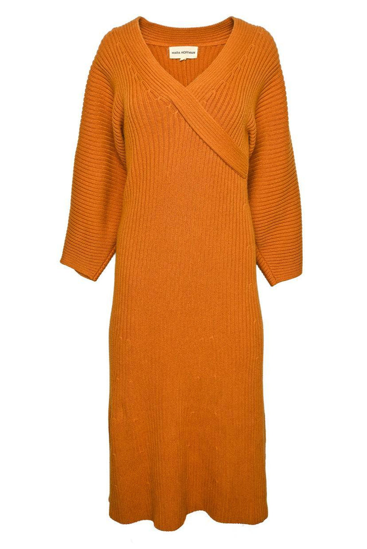 Mara Hoffman Size S Samira Organic Cotton Knit Long-Sleeve Midi Dress