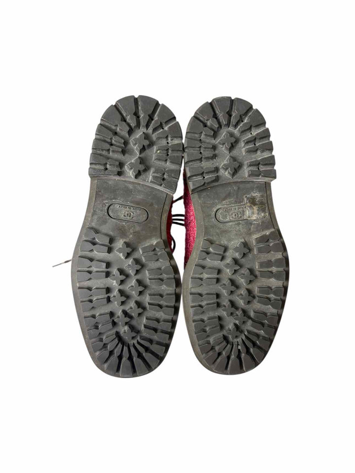 Chanel Size 38 Tweed & Leather Trekking Short Ankle Boots