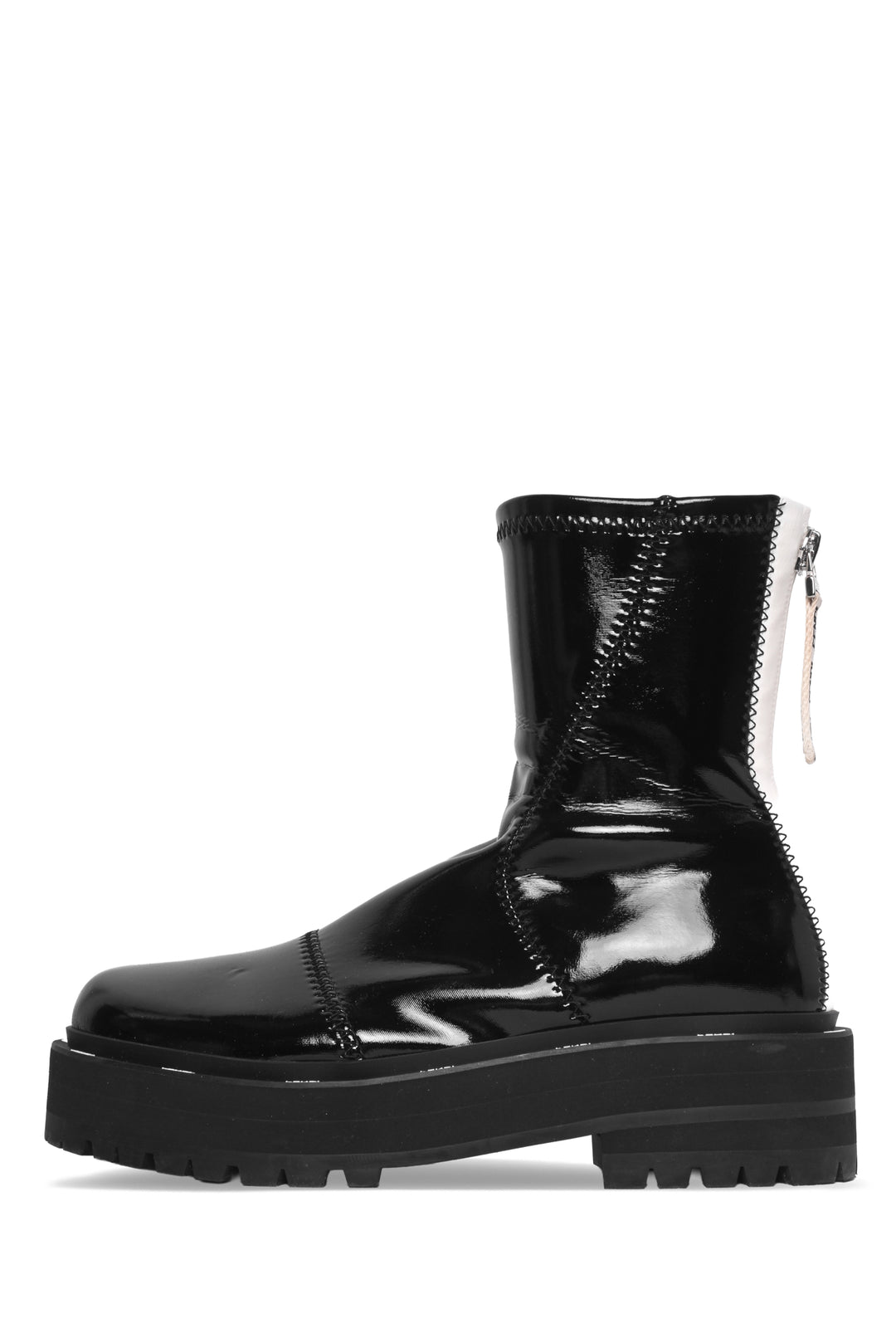 Fendi Size 35.5 Patent Neoprene Combat Ankle Boots