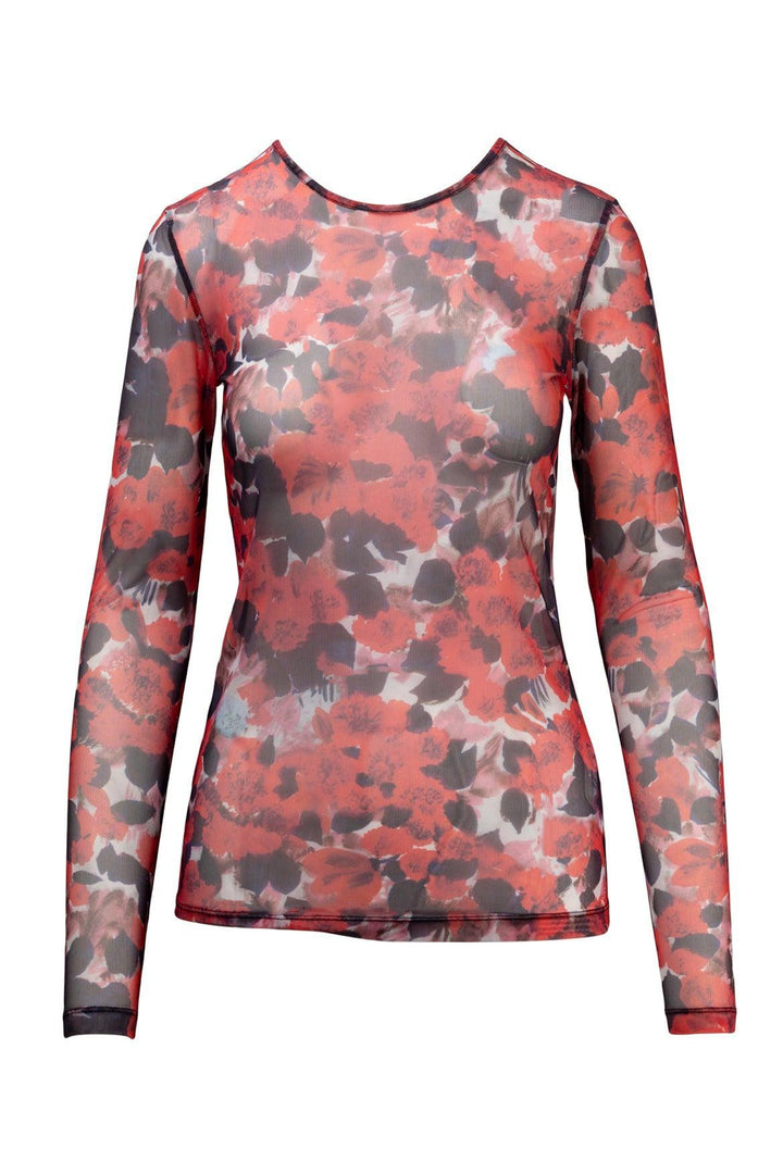 Dries Van Noten Size S Long Sleeve Floral Mesh Tops