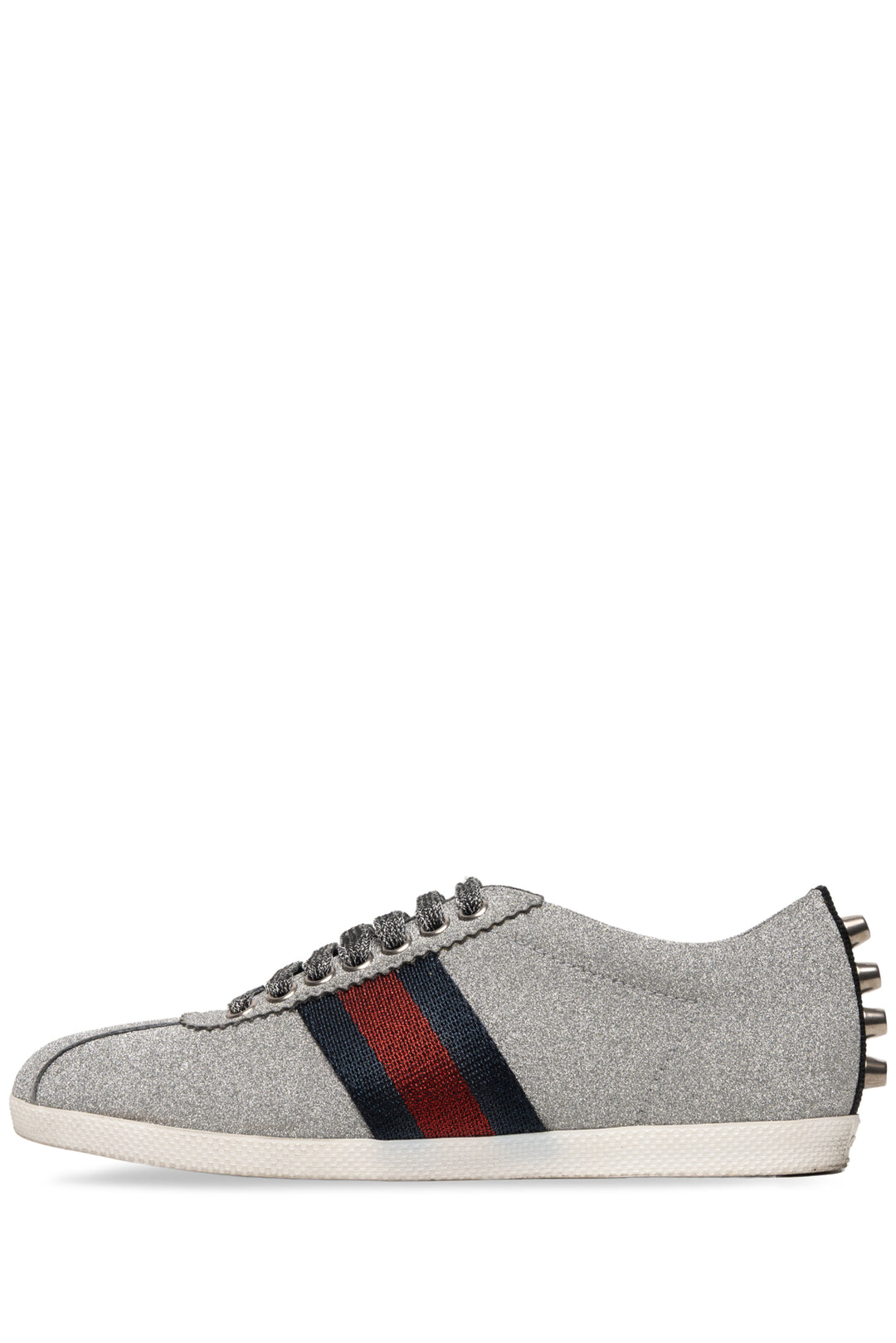 Gucci Size 35.5 Bambi Web Silver Sneaker