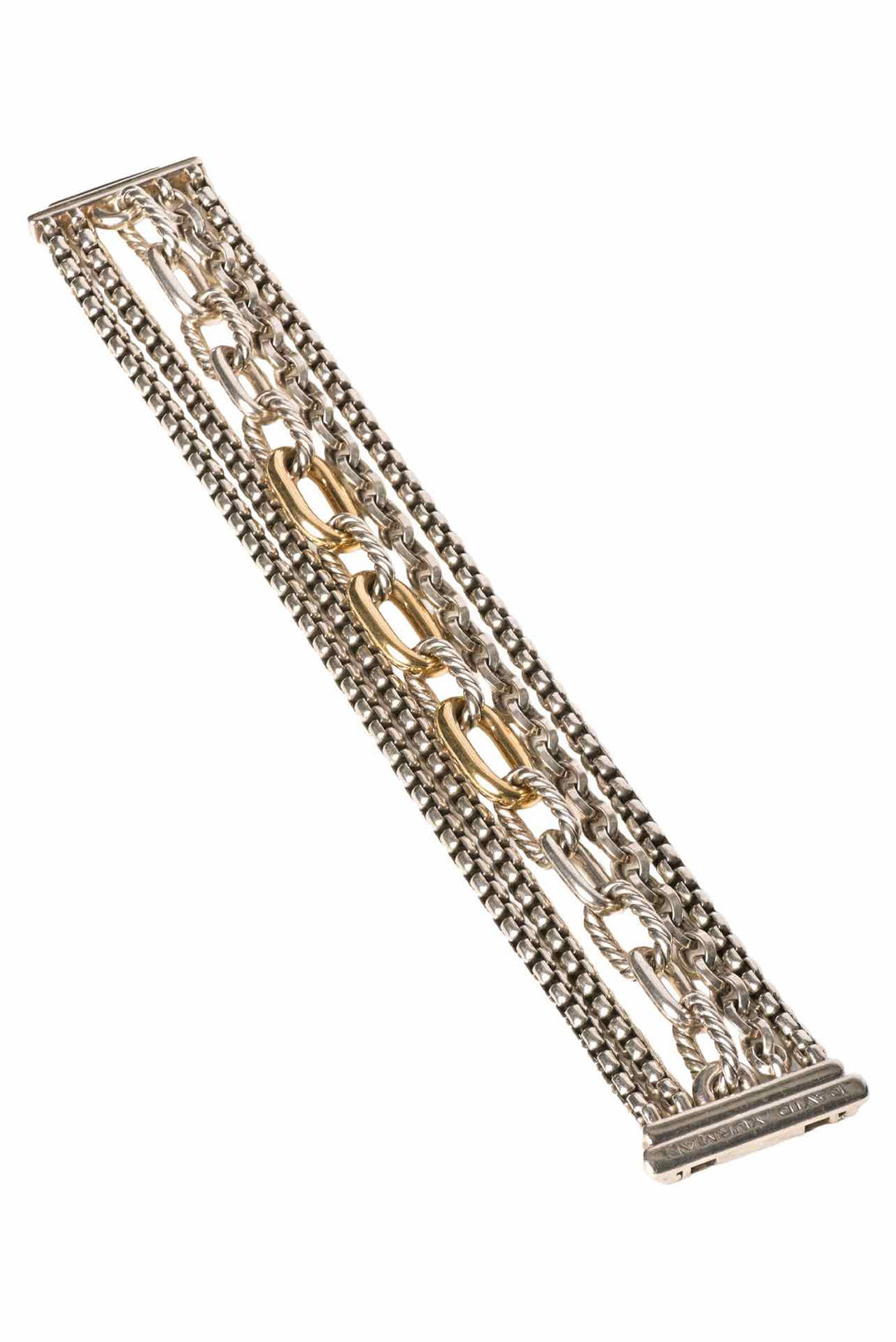 David Yurman Silver with 18K Gold Multi Row Chain Bracelet