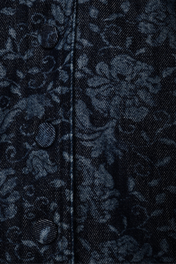 Dries Van Noten Size 42 Vistam Floral Jacquard Crop Denim Jacket