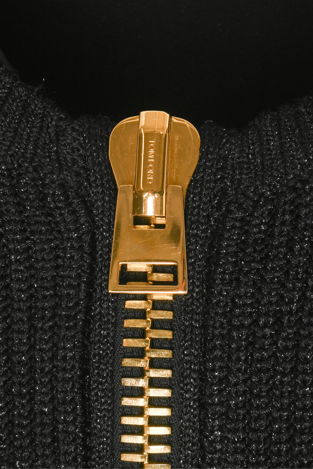 Tom Ford Size L Metallic Knit Zip-Up Cardigan