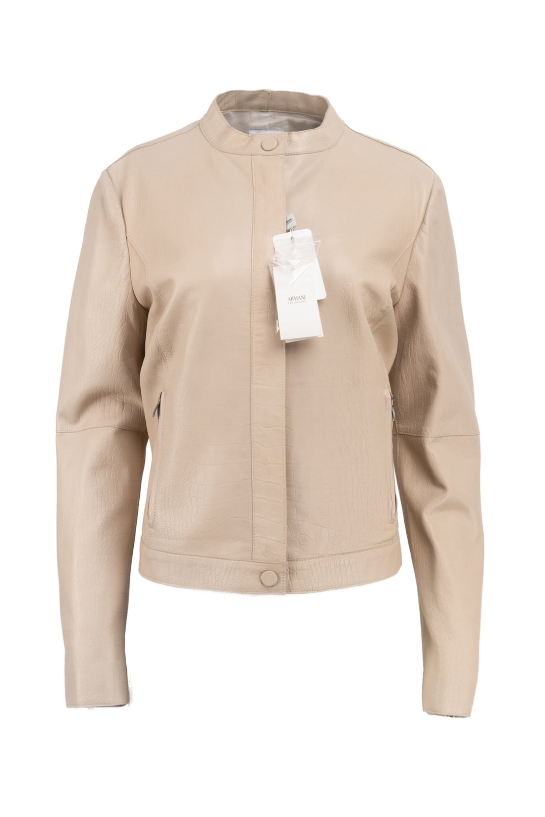 Armani Collezioni Size 14 Croc Embossed Lamb Leather Jacket