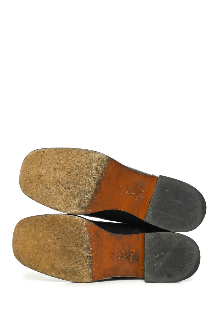 Dior Size 37.5 Leather Striped Motorcycle Boots