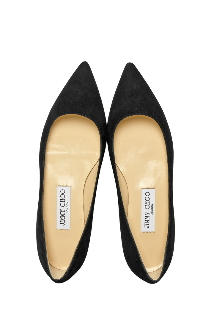 Jimmy Choo Size 38 Alina Pointed Toe Suede Flats