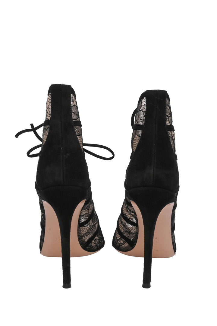 Gianvito Rossi Size 41 Suede-trimmed lace Pumps
