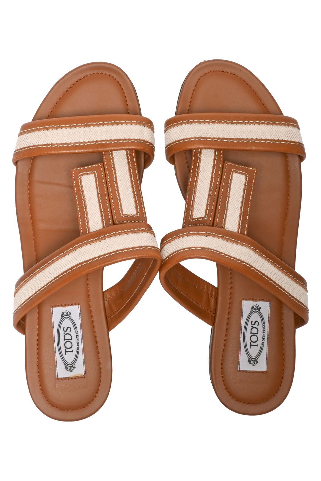 Tod's Size 38 T Canvas & Leather Sandals