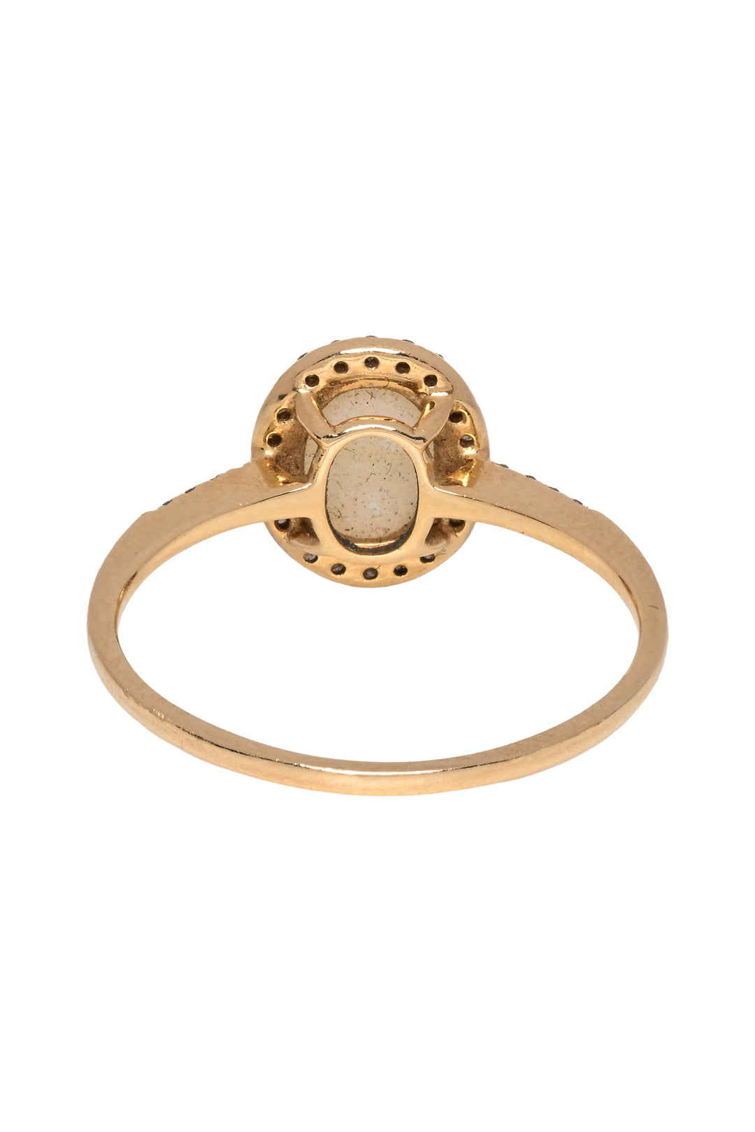 Lali Size 7 14K Yellow Gold Diamond Halo Opal Ring