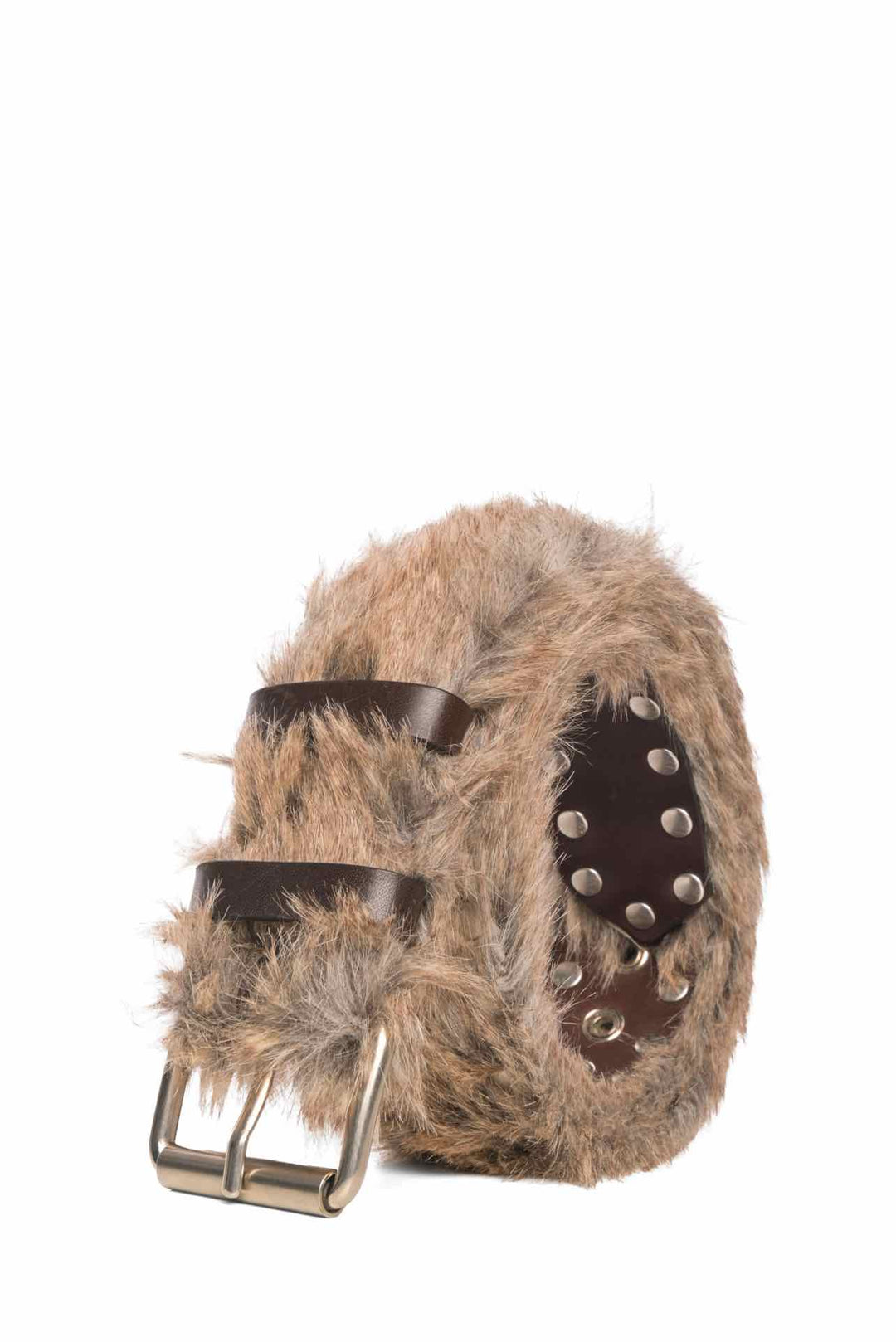 Dries Van Noten Size 33 Fur Studded Leather Belt