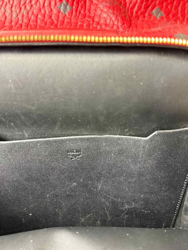 MCM Red Logo Leather BackPack