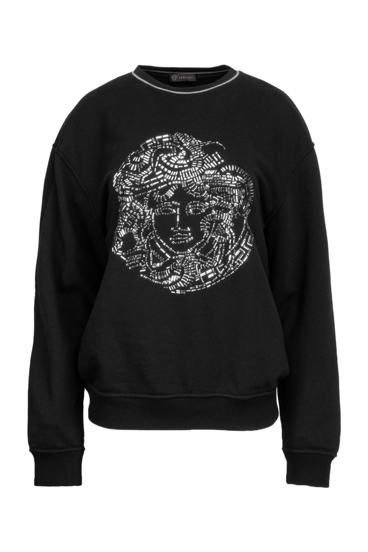 Versace Size S Men's Medusa Embellished Crewneck Sweatshirt