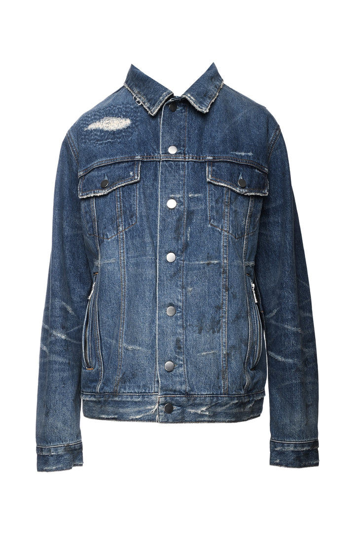 Balmain Size XL Men's Distressed Denim Jacket